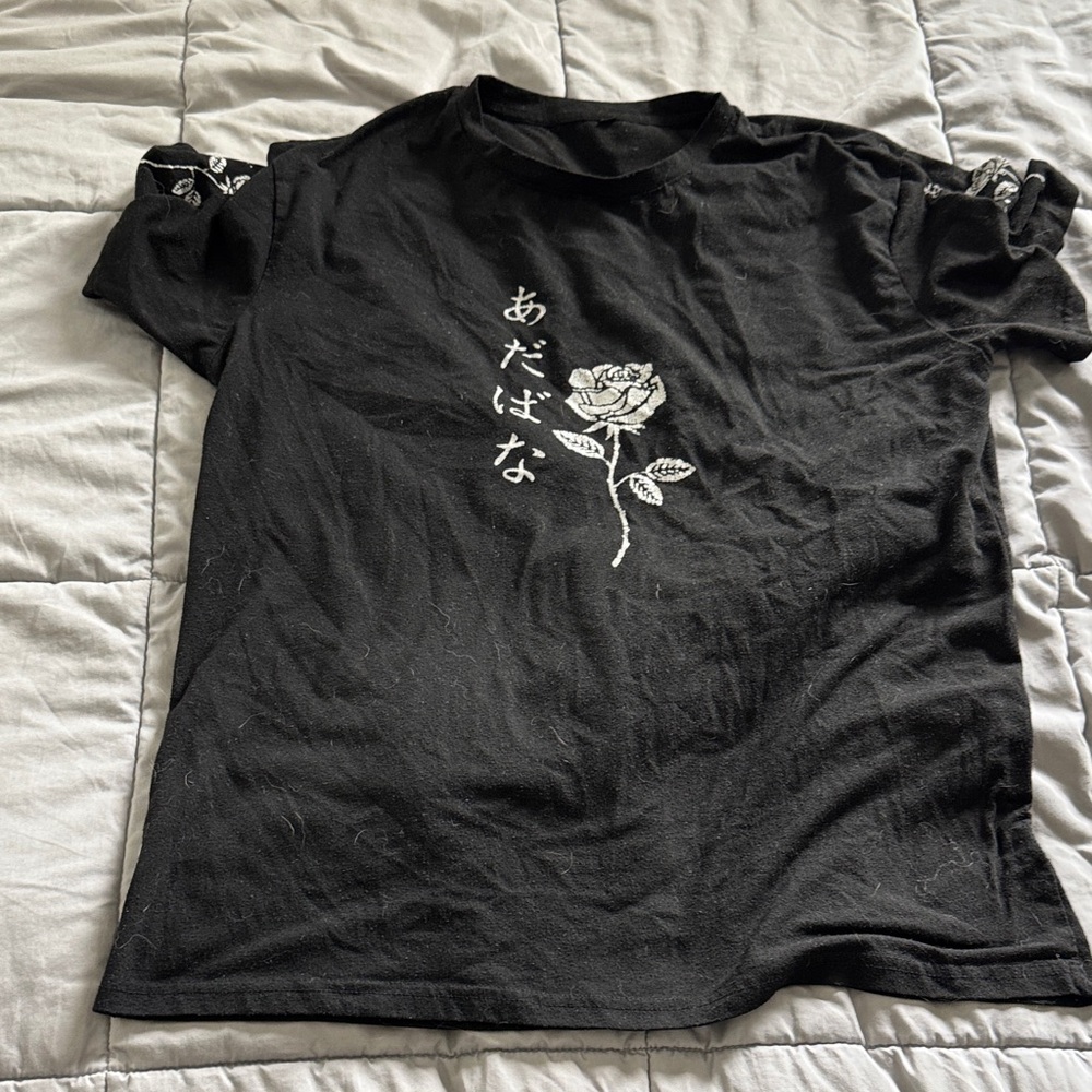 Black Tee with Subtle Woven Tag Detail